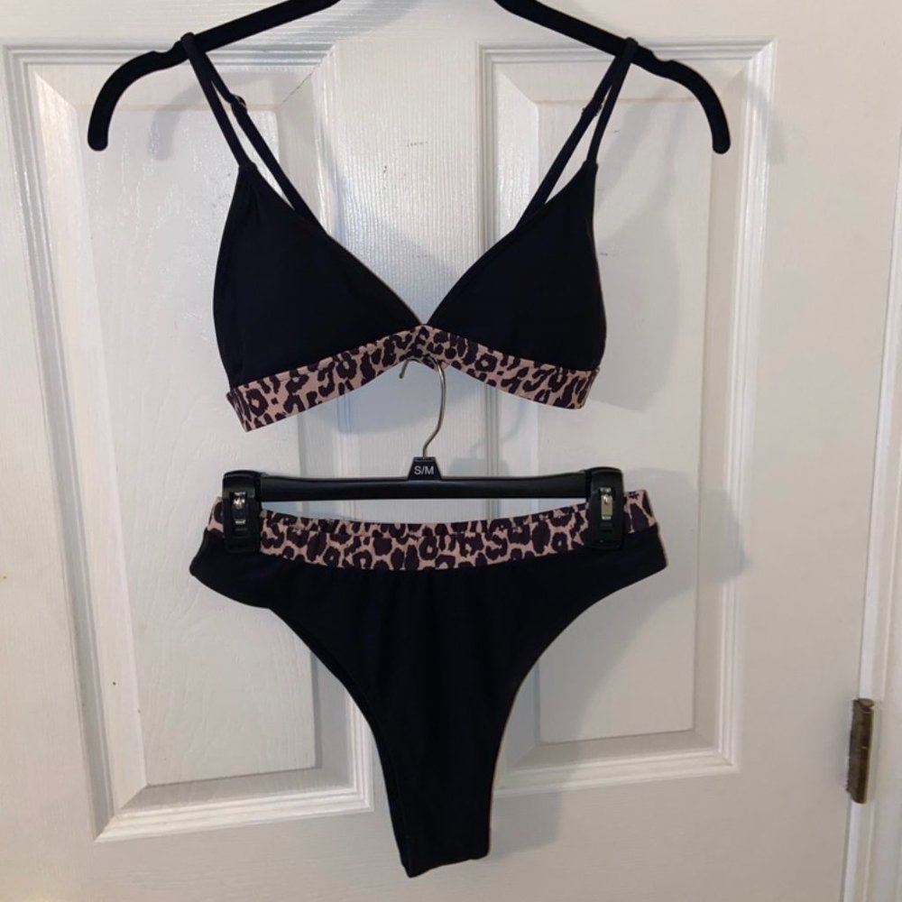 SHEIN Black and Leopard Bikini